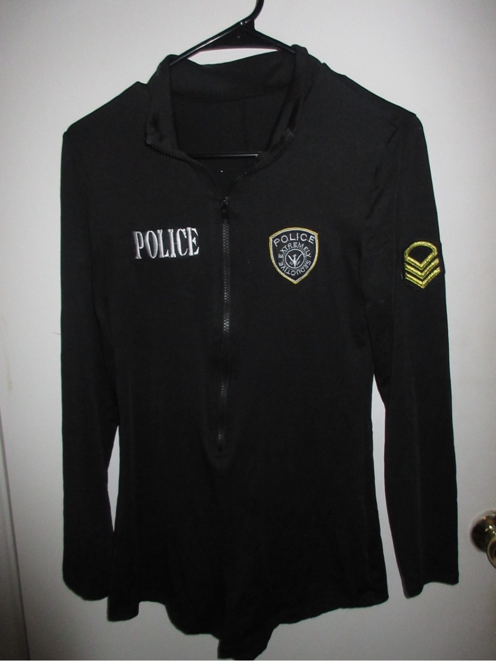 SHEIN Black Police Patch Long Sleeve Jumpsuit Romper